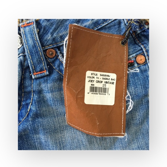 HTF: new True Religion ❉ Joey Vintage Beaded Cropped Crop Jeans ❉ Saddle Back 25 - Picture 12 of 17